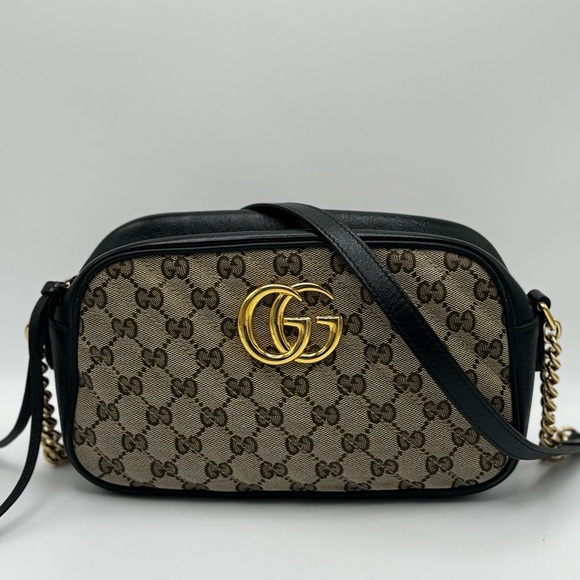 Gucci Handbags - Gucci Monogram Matelasse Diagonal Small GG Marmont Chain Shoulder Bag Beige